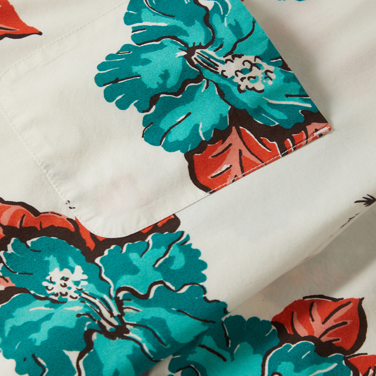 CRU PRINT S/S WVN-OFF WHITE/AQUATIC GREEN FLORAL