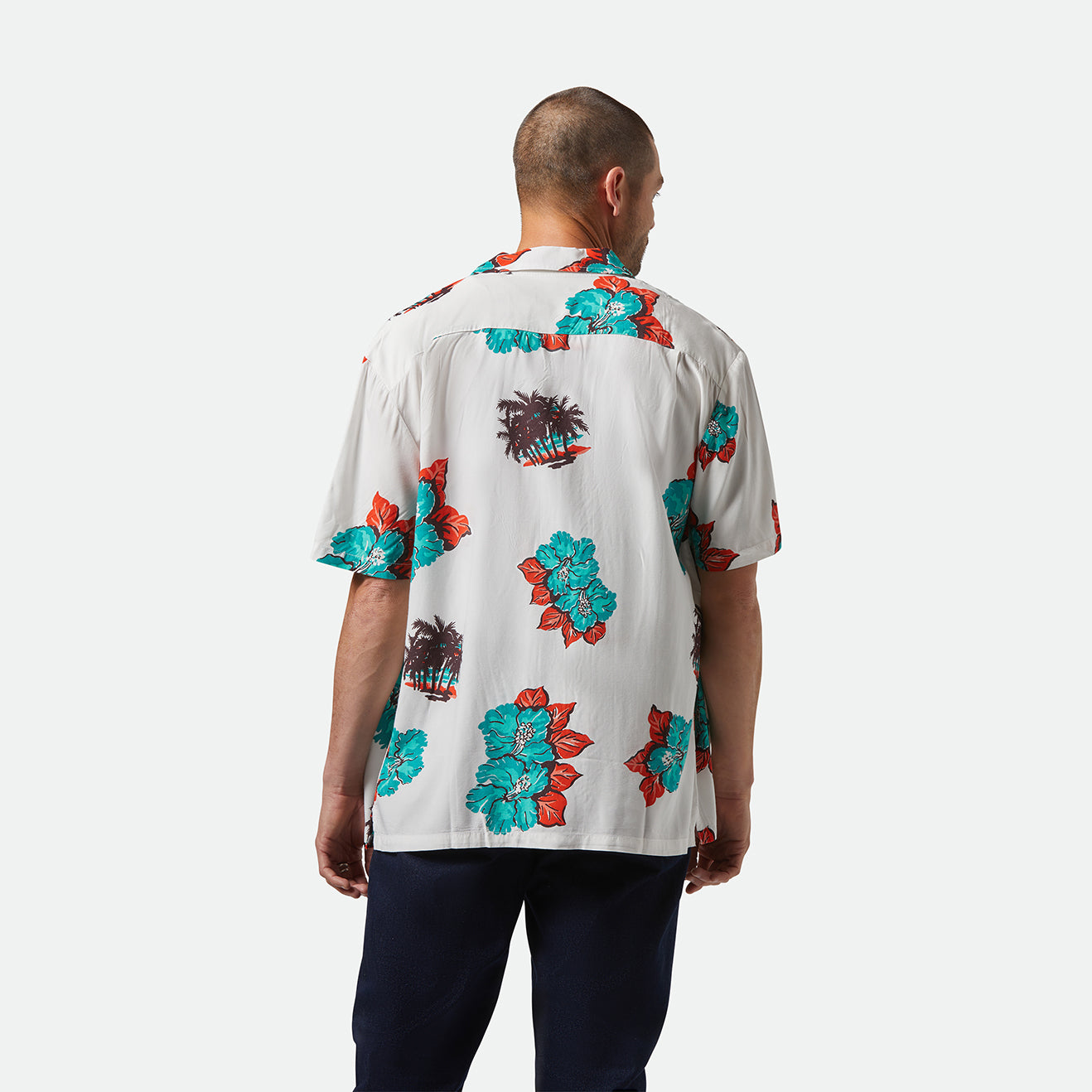 CRU PRINT S/S WVN-OFF WHITE/AQUATIC GREEN FLORAL
