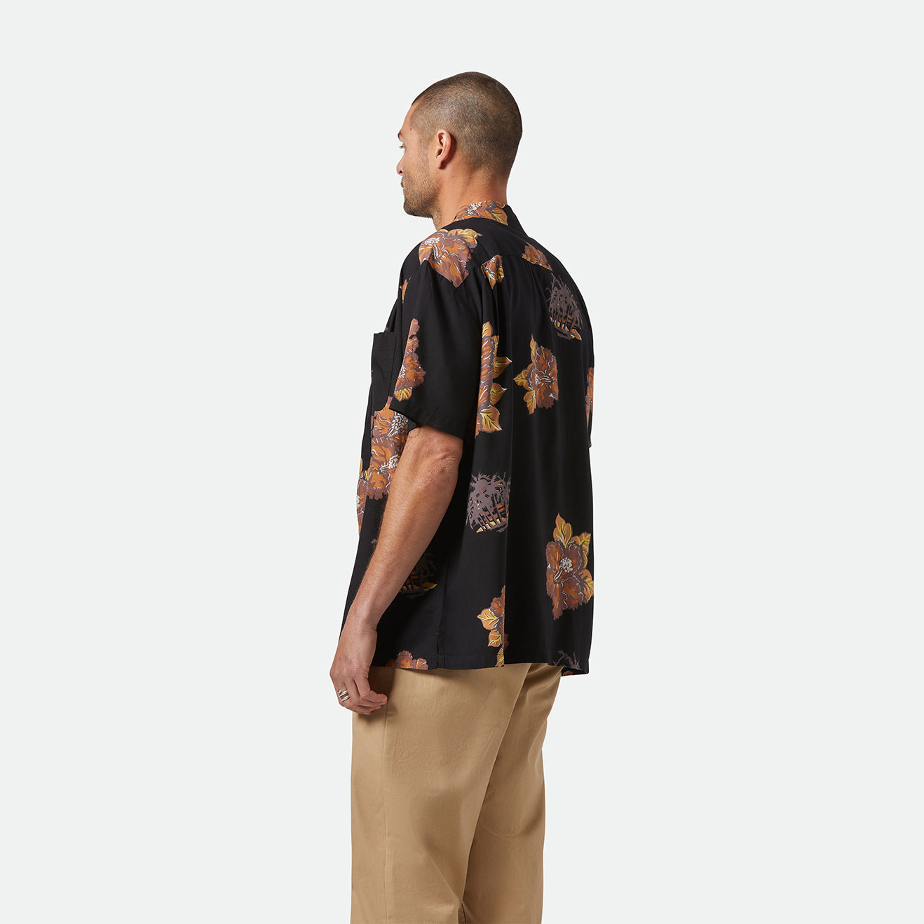 CRU PRINT S/S WVN-WASHED BLACK/CHARCOAL FLORAL