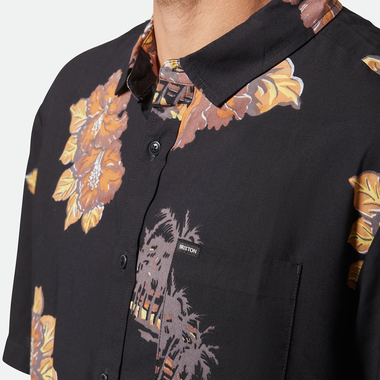 CRU PRINT S/S WVN-WASHED BLACK/CHARCOAL FLORAL