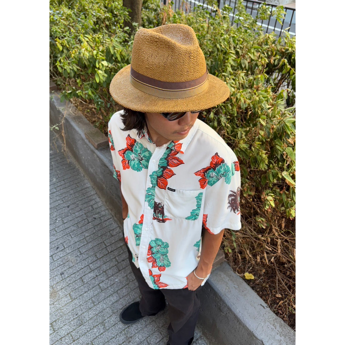 CRU PRINT S/S WVN-OFF WHITE/AQUATIC GREEN FLORAL