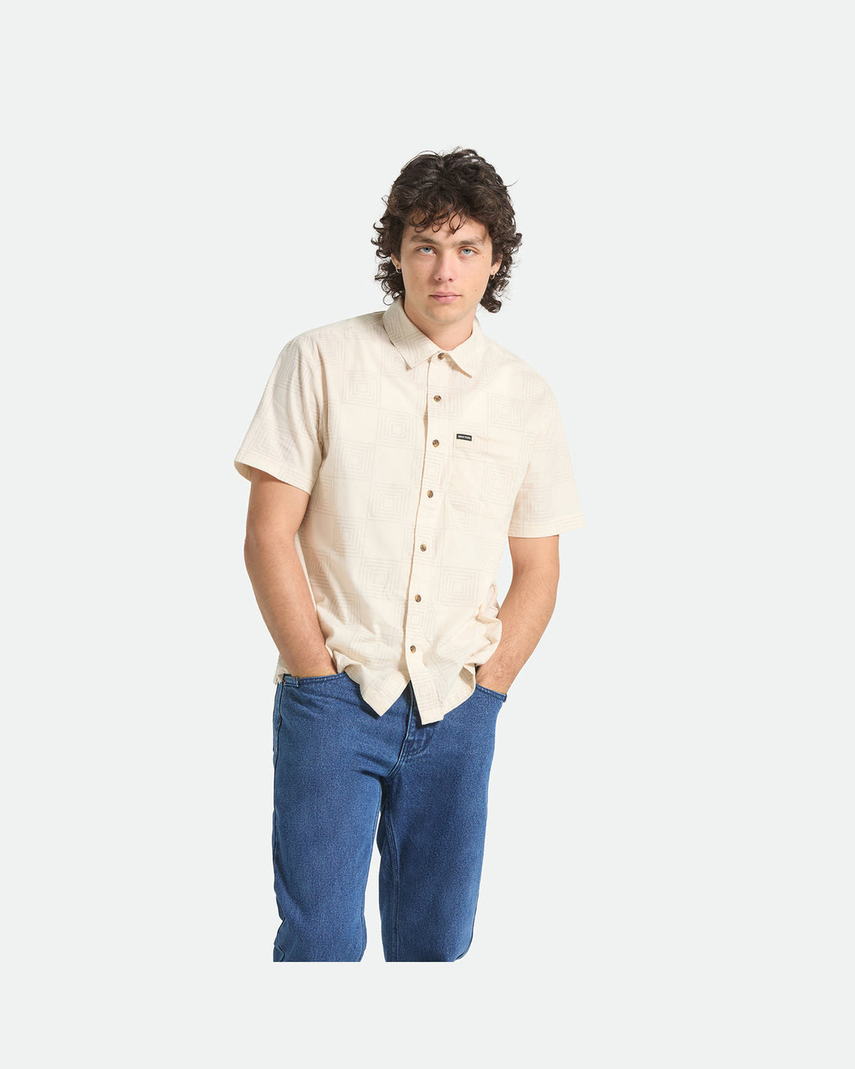 CRU PRINT S/S WVN - WHITECAP/GEO CHECKER