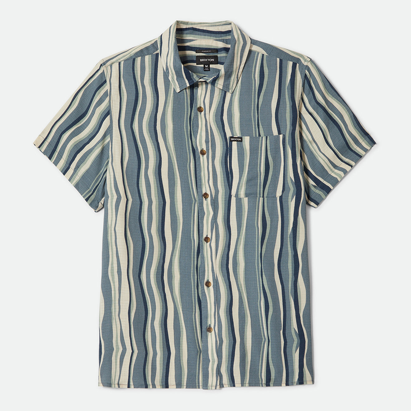 CRU SLUB S/S WVN-BASALT BLUE/PAINTERLY STRIPE