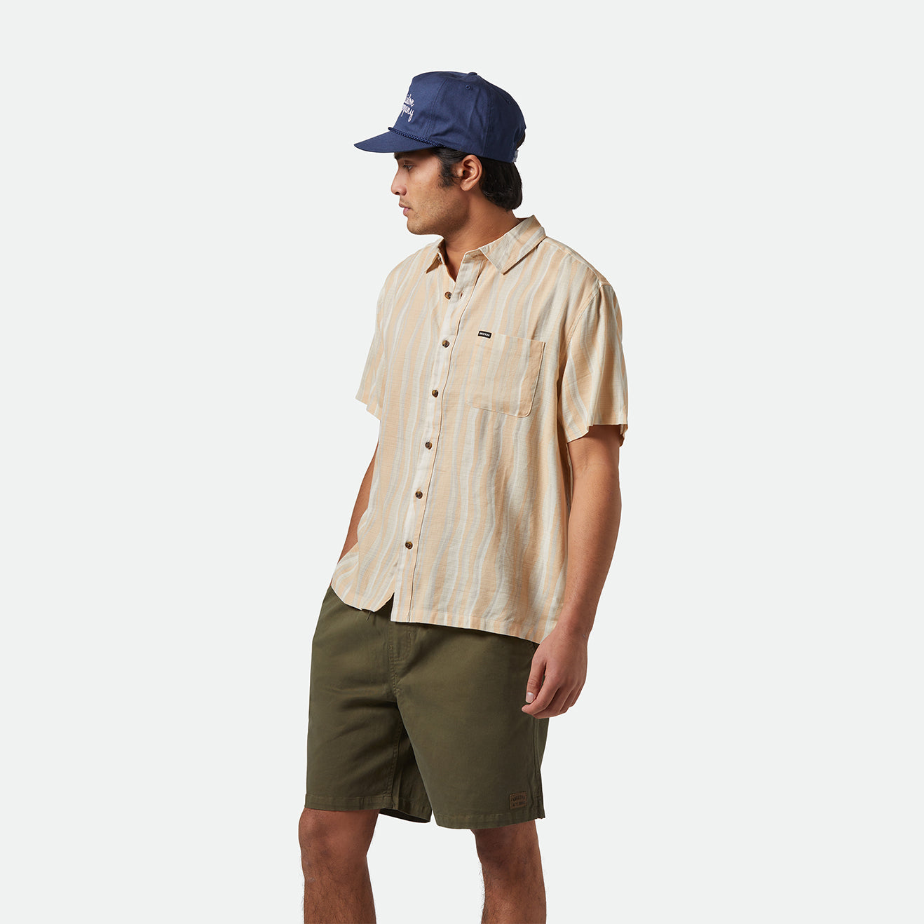 CRU SLUB S/S WVN-HAZELNUT/PAINTERLY STRIPE