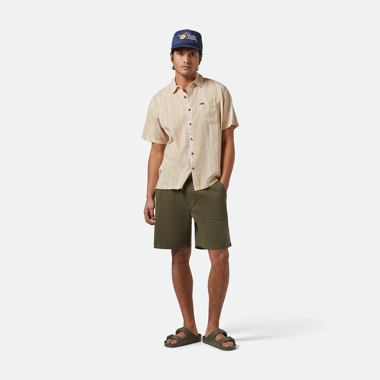 CRU SLUB S/S WVN-HAZELNUT/PAINTERLY STRIPE