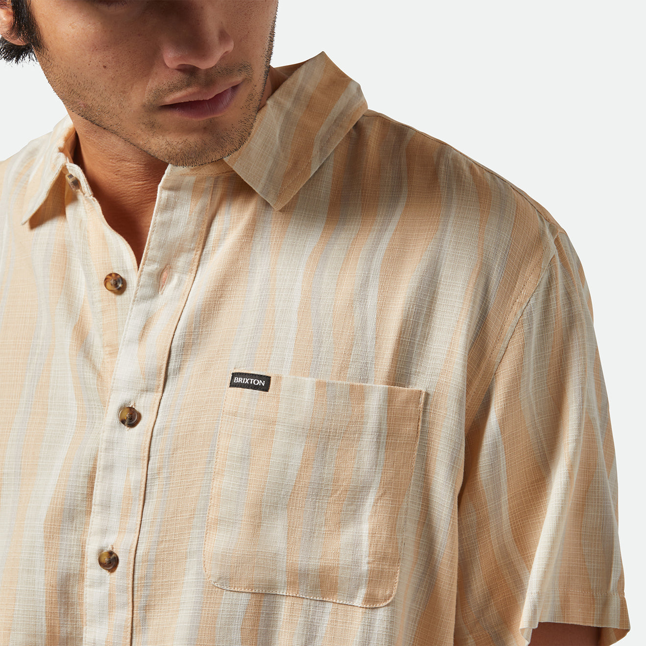 CRU SLUB S/S WVN-HAZELNUT/PAINTERLY STRIPE