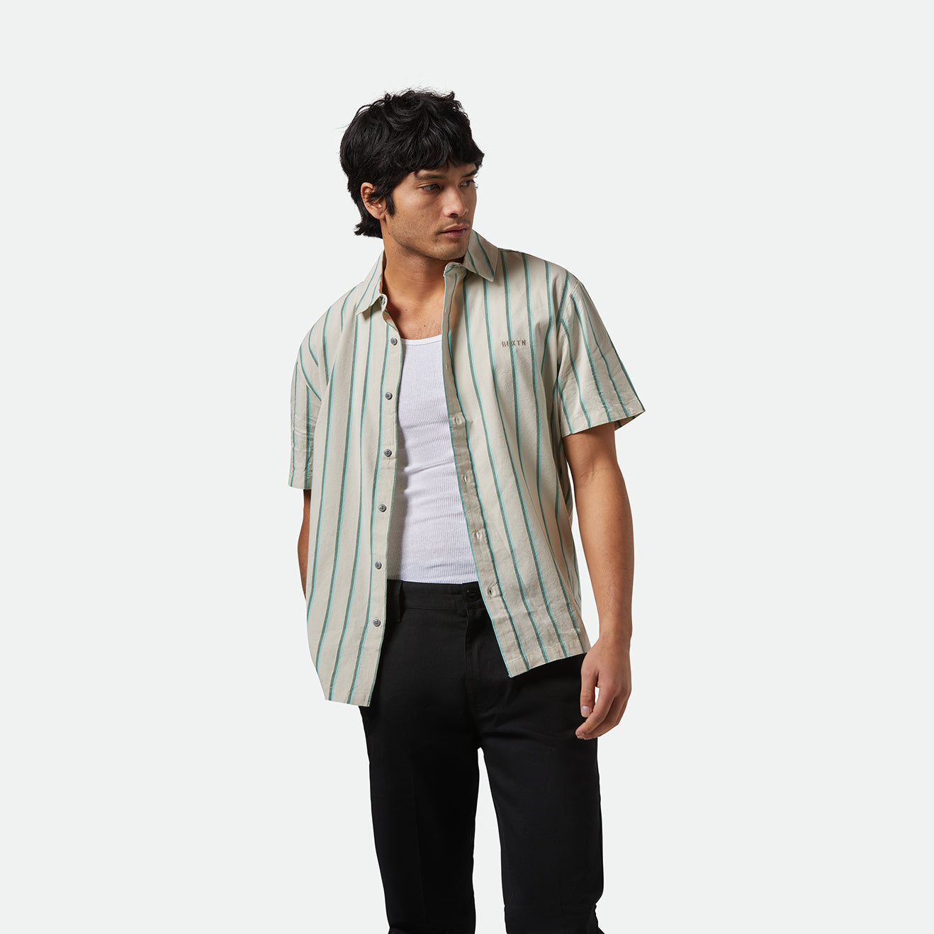 CRU STRIPE S/S WVN - BEIGE/PINE NEEDLE/AQUATIC GREE