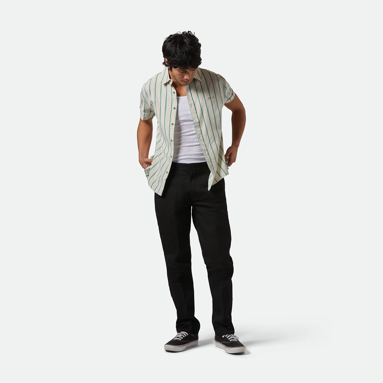 CRU STRIPE S/S WVN - BEIGE/PINE NEEDLE/AQUATIC GREE
