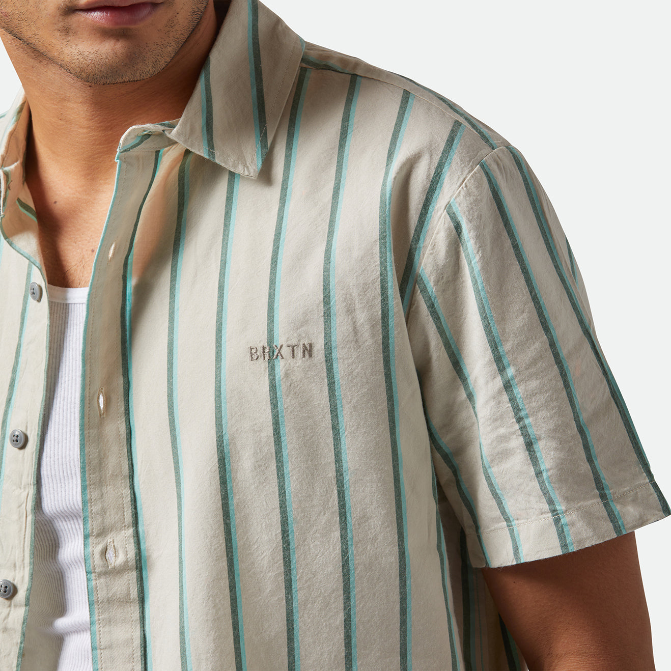 CRU STRIPE S/S WVN - BEIGE/PINE NEEDLE/AQUATIC GREE