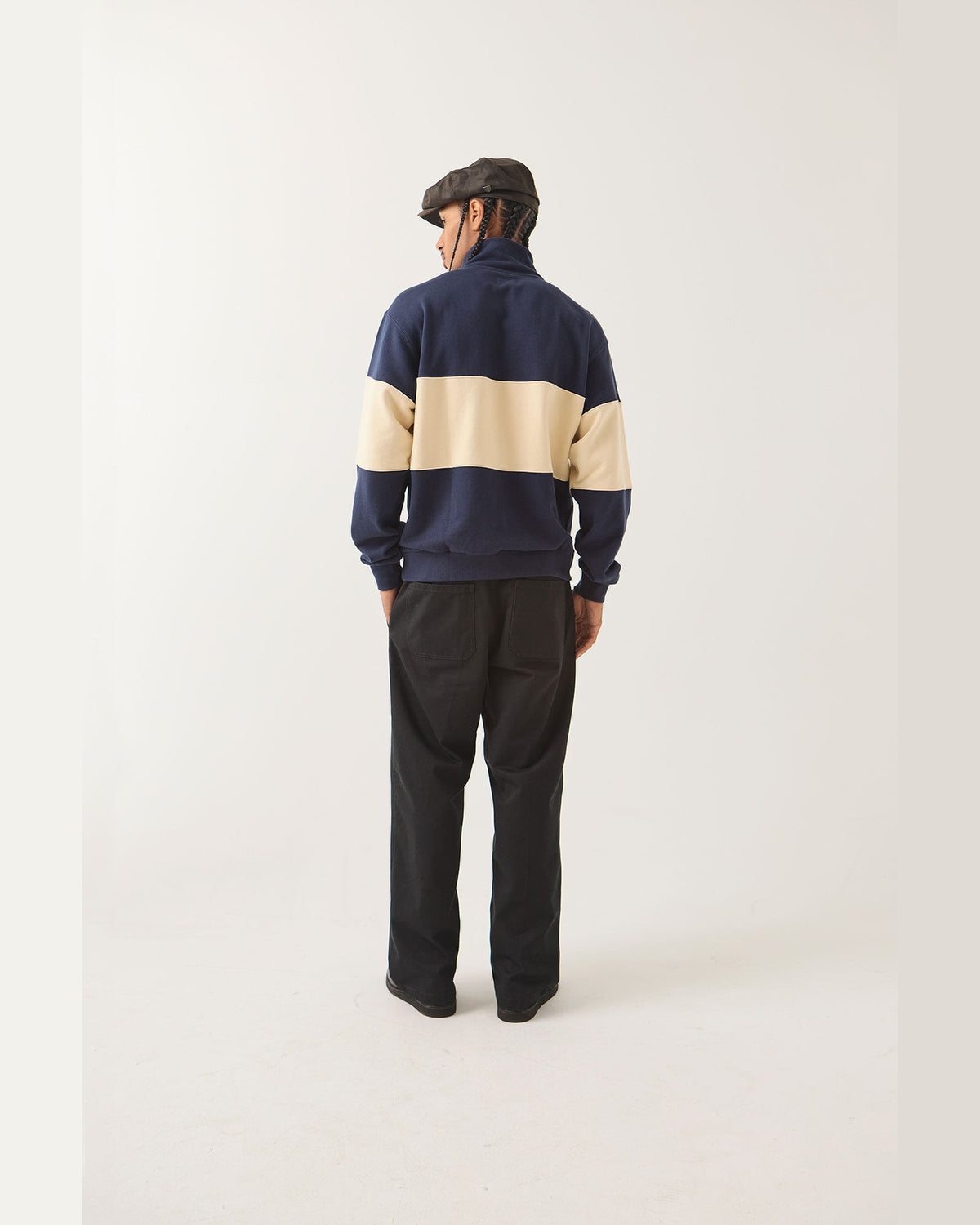 DANVILLE QUARTER ZIP FLEECE - NAVY/WHITECAP