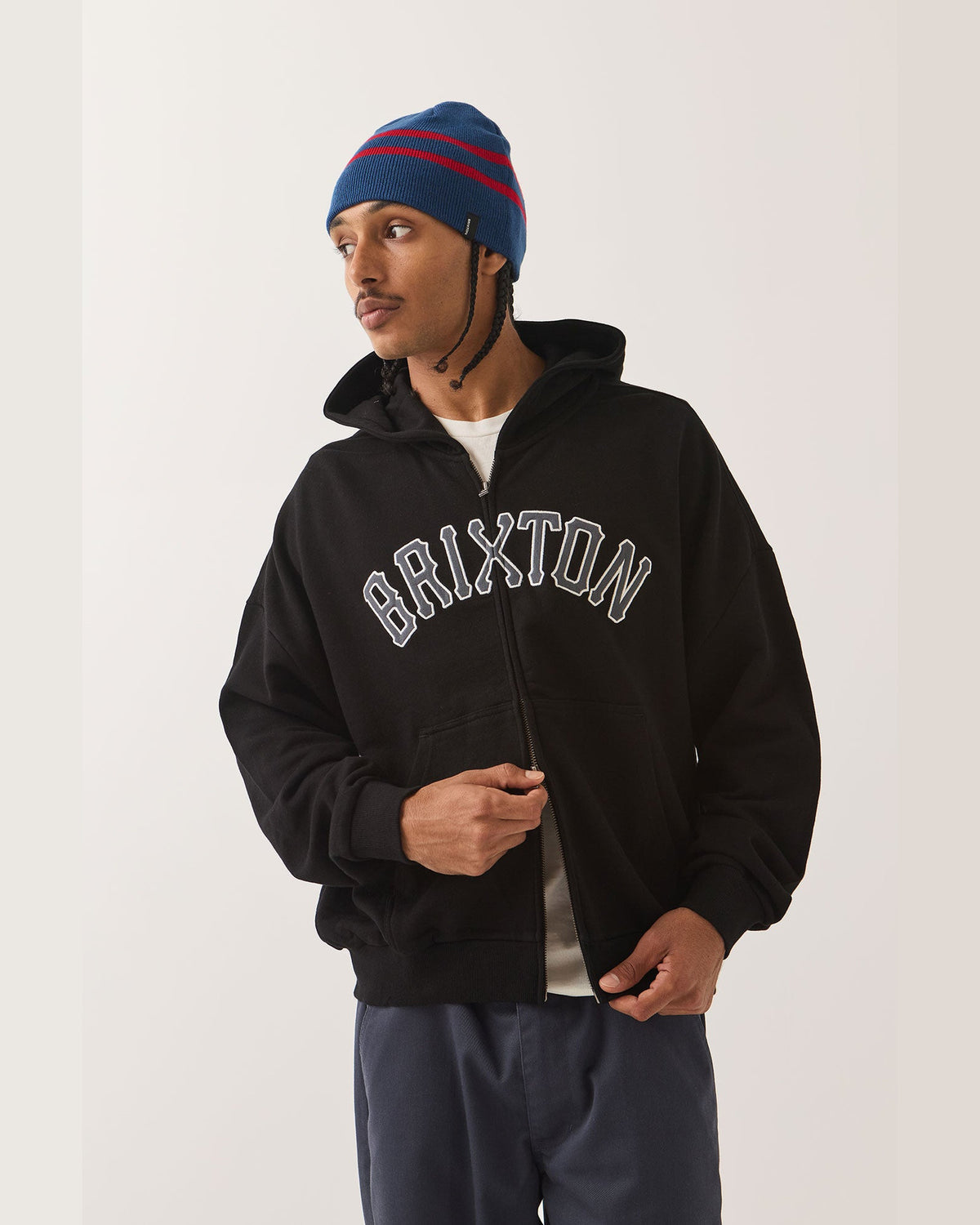 DUGOUT ZIP HOOD FLEECE - BLACK/GREY