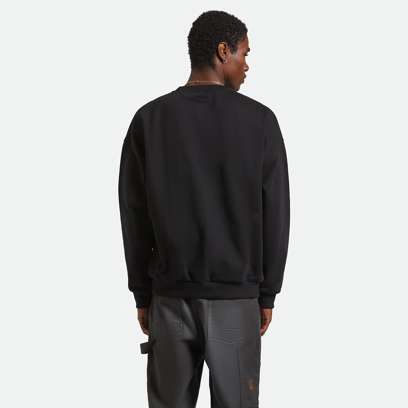 EMBROIDERED HEAVY WEIGHT CREW - BLACK