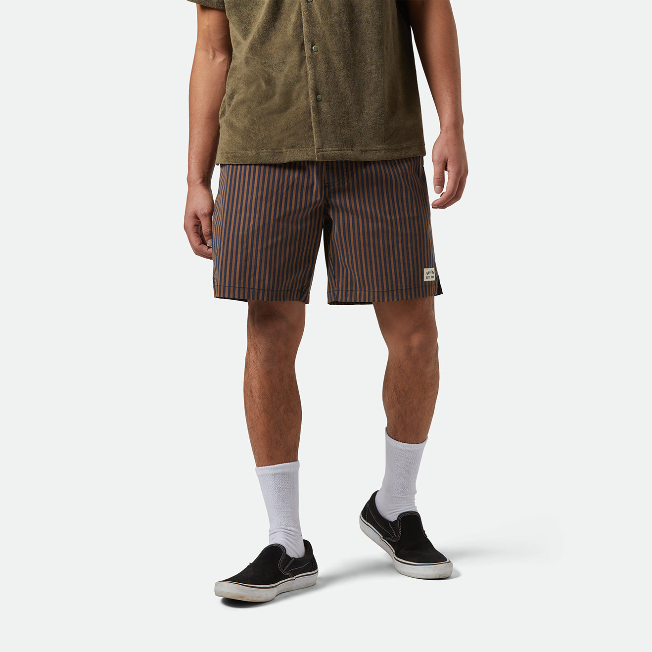 EVERYDAY HYBRID SHORT 7-WASHED NAVY/SUNBAKED HERRINGBO