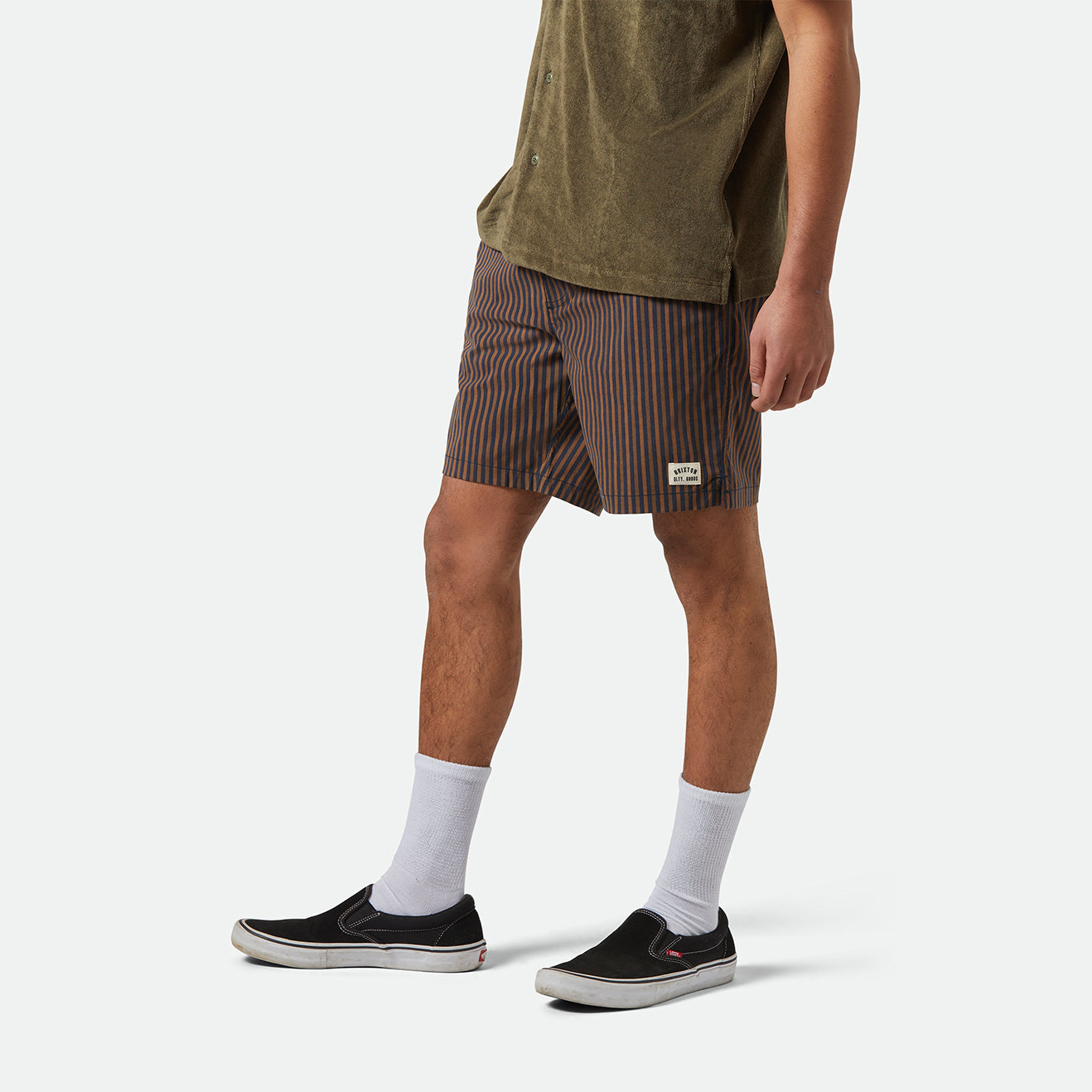 EVERYDAY HYBRID SHORT 7-WASHED NAVY/SUNBAKED HERRINGBO