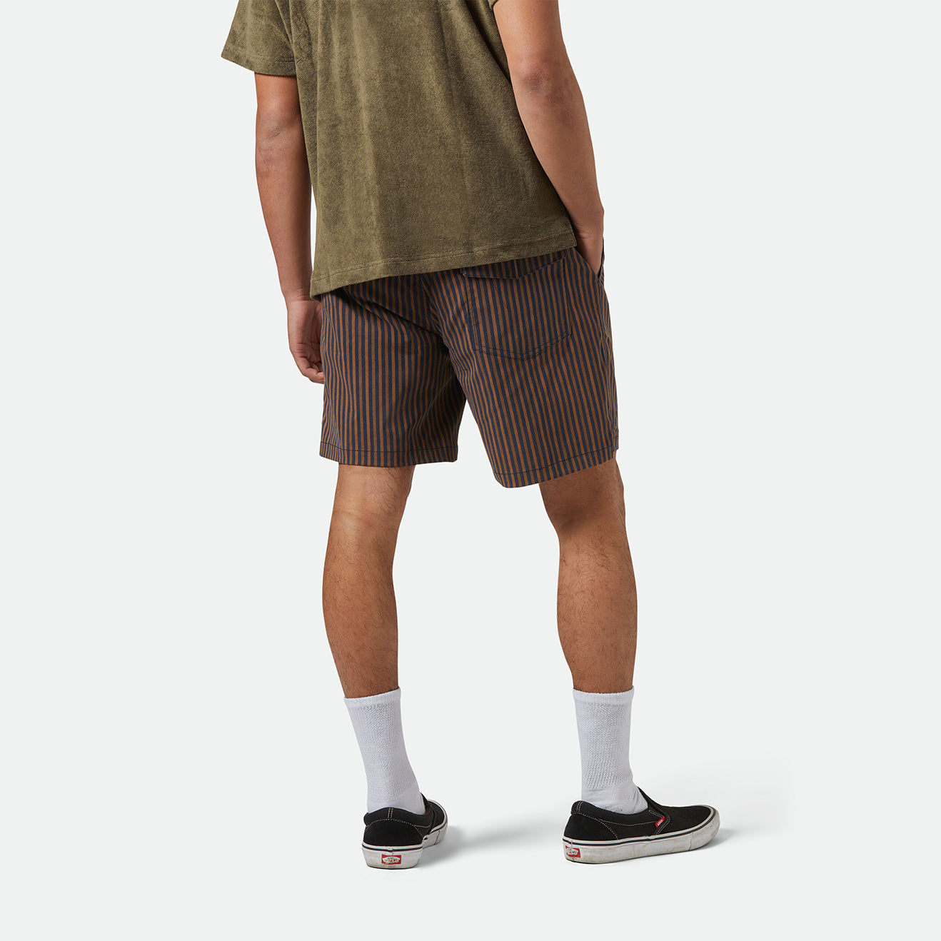 EVERYDAY HYBRID SHORT 7-WASHED NAVY/SUNBAKED HERRINGBO