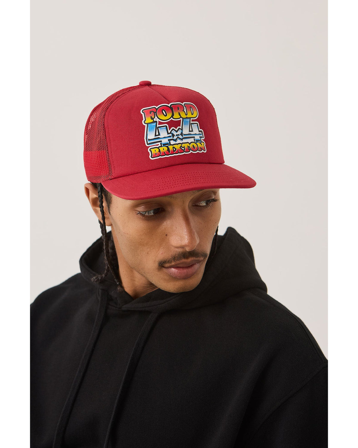 FORD 4X4 CHROME TRUCKER HAT - RANGOON RED