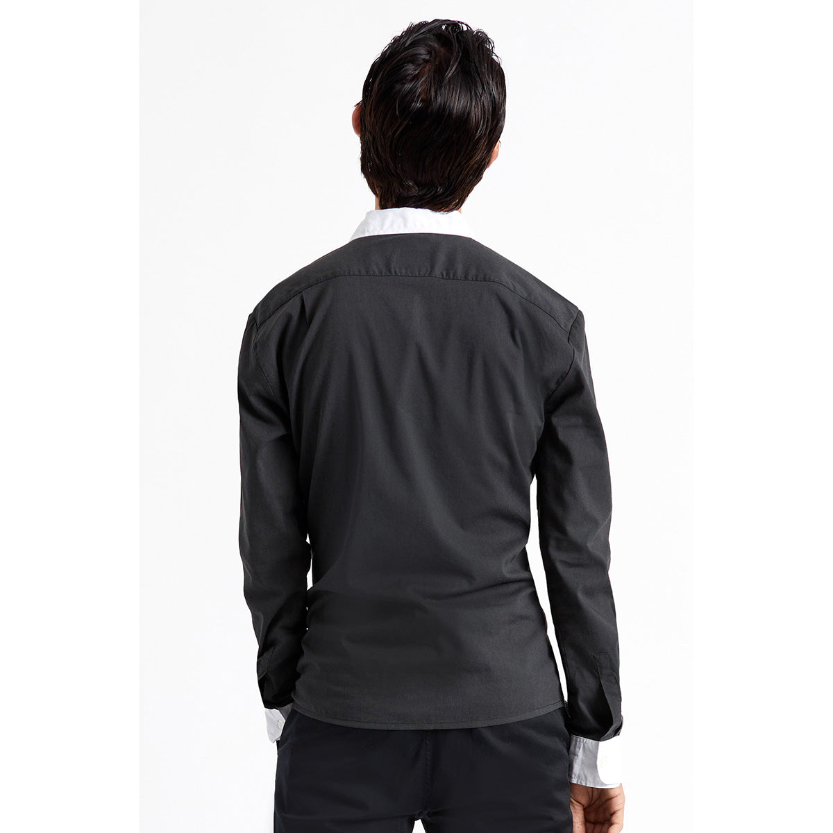 GRAHAM L/S WVN - BKWHT