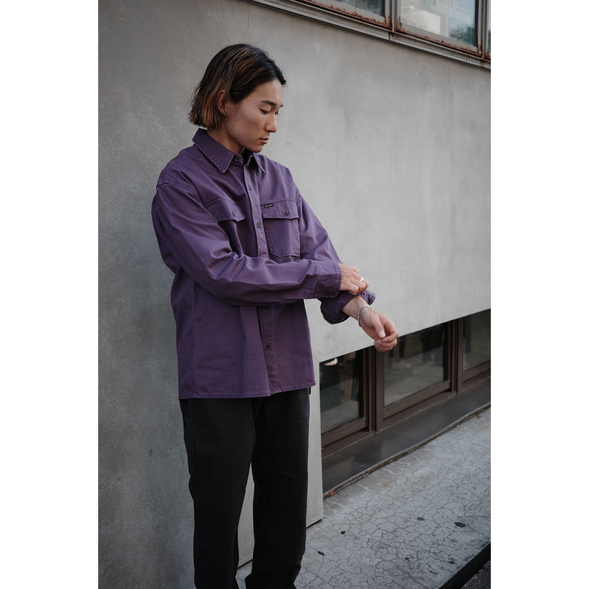 HERRINGBONE LW RELAXED OVERSHIRT - PUNK PURPLE HERRINGBONE