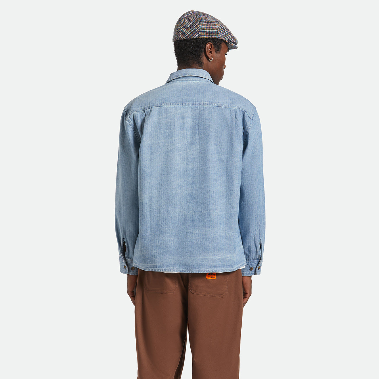 HERRINGBONE LW RELAXED OVERSHIRT - LIGHT WASH DENIM HERRINGBONE