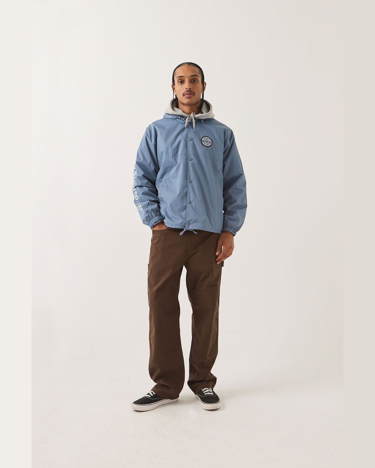 HOODED CLAXTON LW JACKET - SLATE BLUE