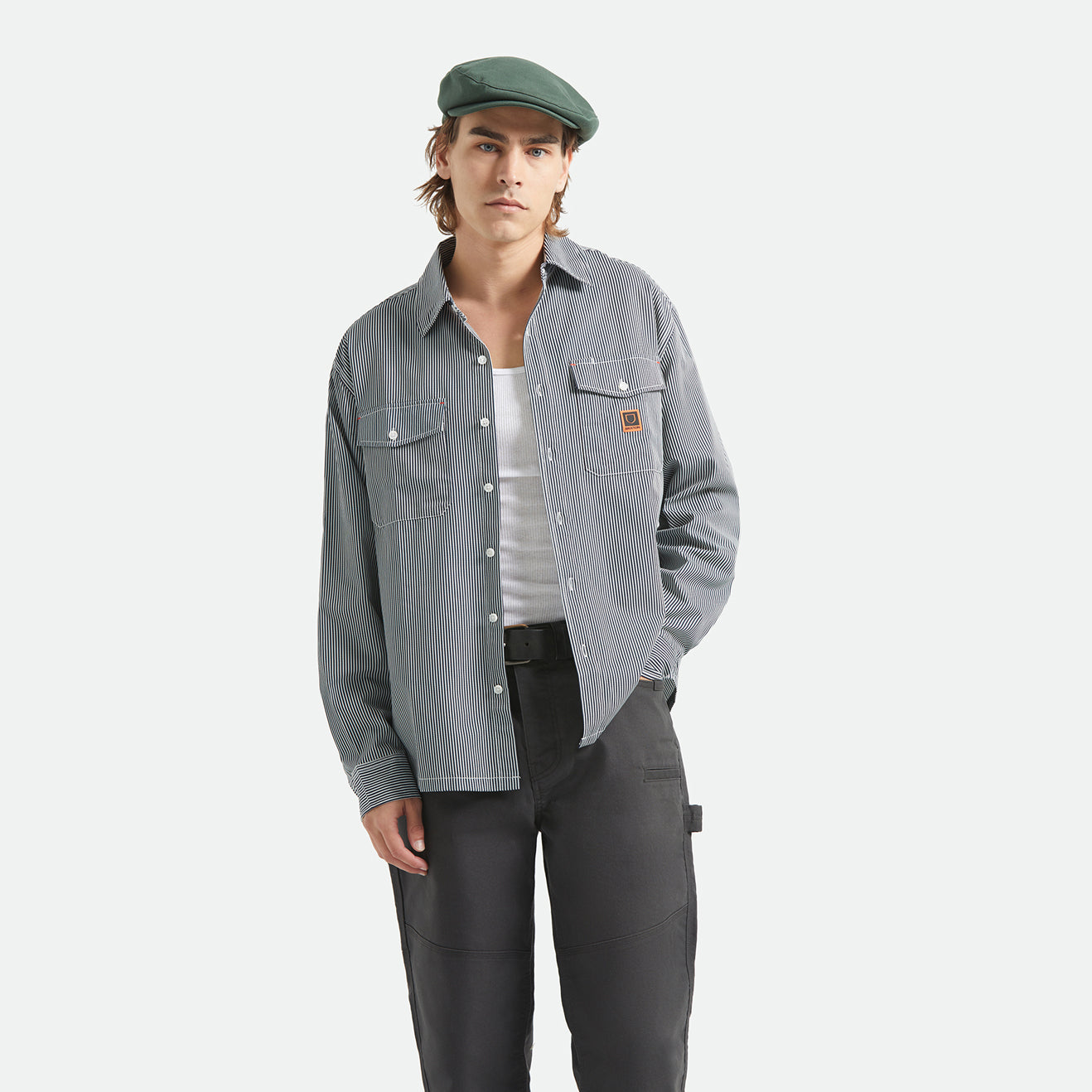 JOURNEY LW L/S WVN - NAVY/WHITE STRIPE