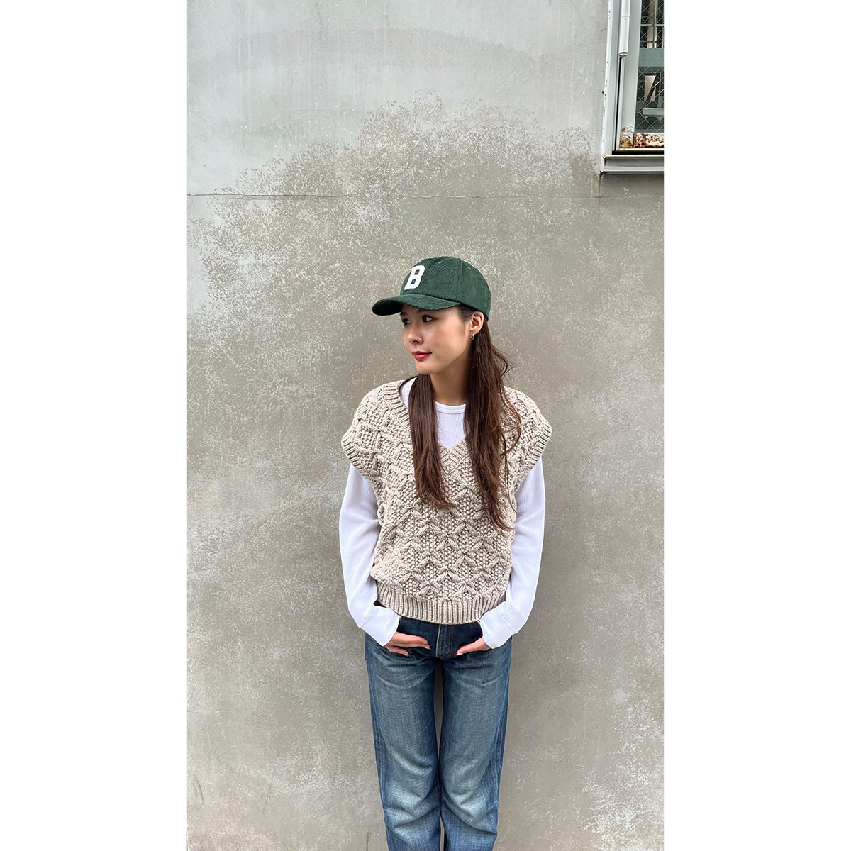 LAFAYETTE OVER SWEATER VEST-MARLED BEIGE