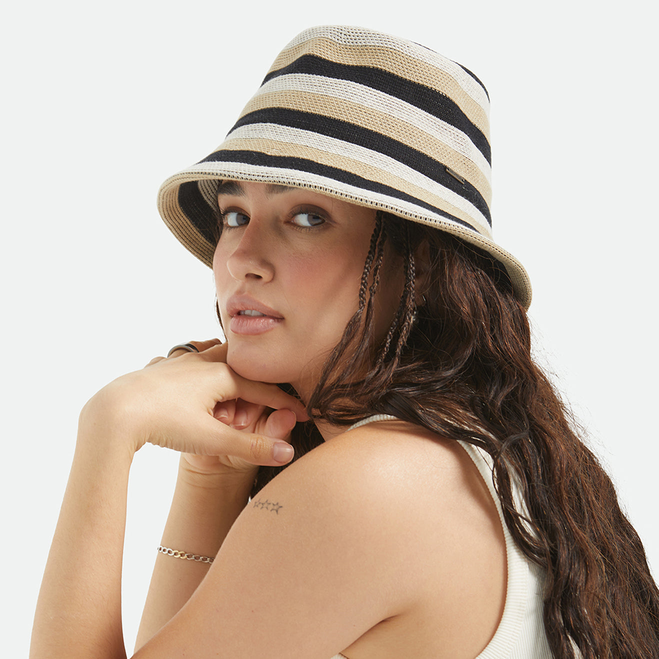 LISBOA KNIT PACKABLE BUCKET HA - BLACK/SAND/WHITECAP