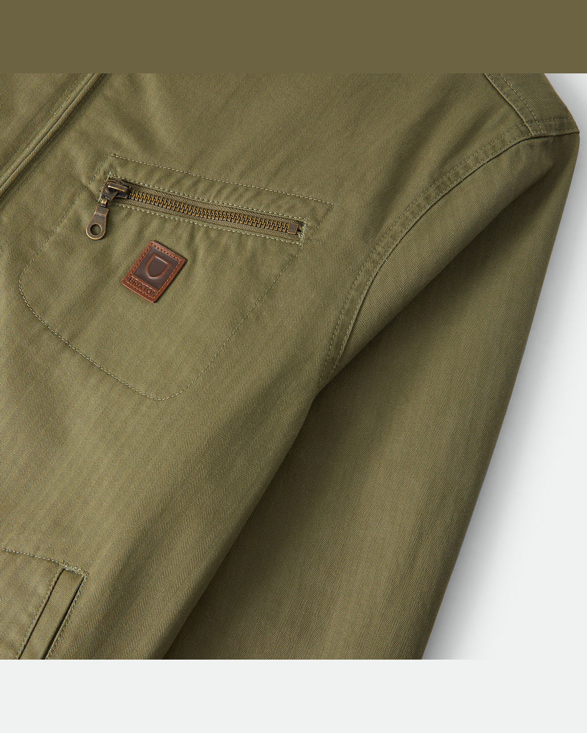 MECHANIC GARAGE ZIP JKT - OLIVE SURPLUS HERRINGBONE