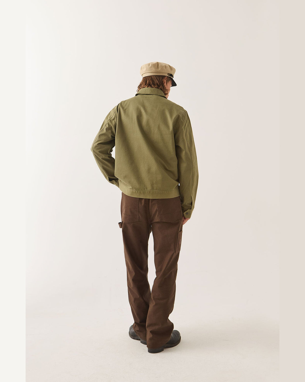 MECHANIC GARAGE ZIP JKT - OLIVE SURPLUS HERRINGBONE