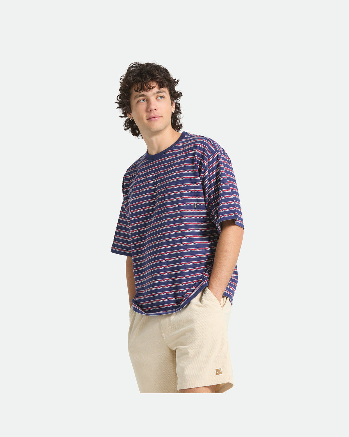 POOLSIDE PIQUE BOX CROP TEE - WASHED NAVY