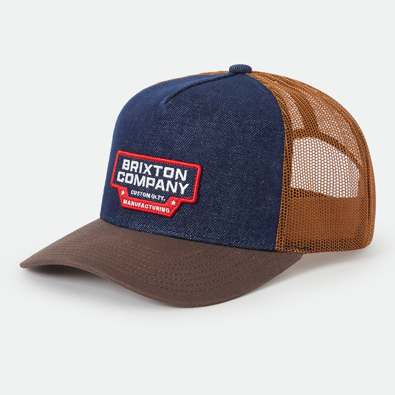 REEVES TRUCKER HAT - WASHED DENIM/CARAMEL