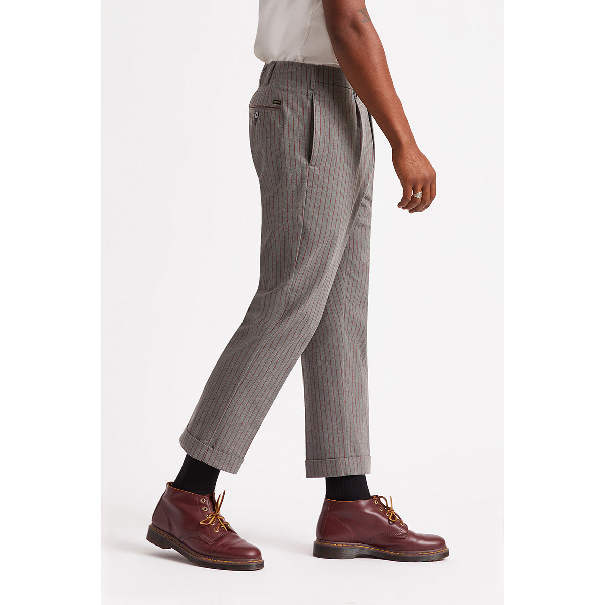 REGENT TROUSER R PANT-HEATHER GREY/DARK BRICK STRIPE