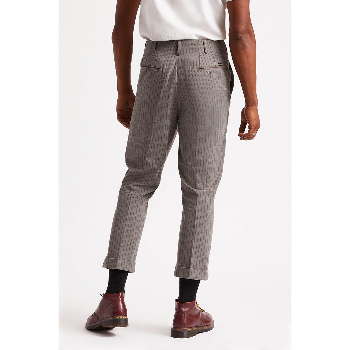 REGENT TROUSER R PANT-HEATHER GREY/DARK BRICK STRIPE