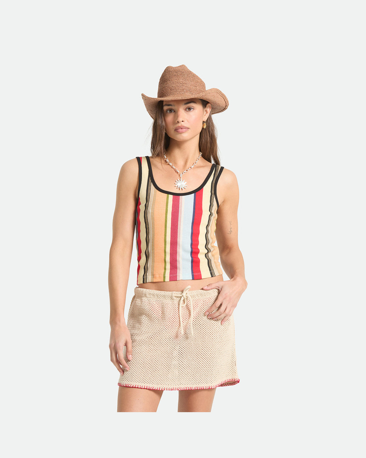 RINGER ORGANIC A-TANK - PEACH COBBLER MULTI STRIPE