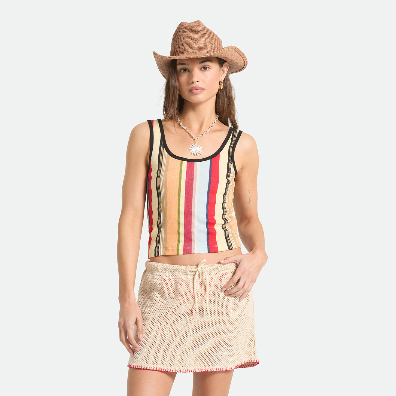 RINGER ORGANIC A-TANK - PEACH COBBLER MULTI STRIPE