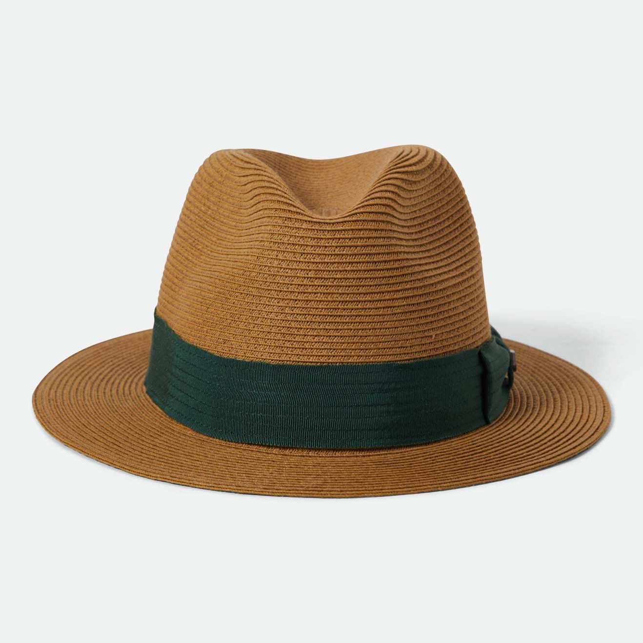 ROMA STRAW PACKABLE FEDORA - DARK TAN/PRIMAL GREEN