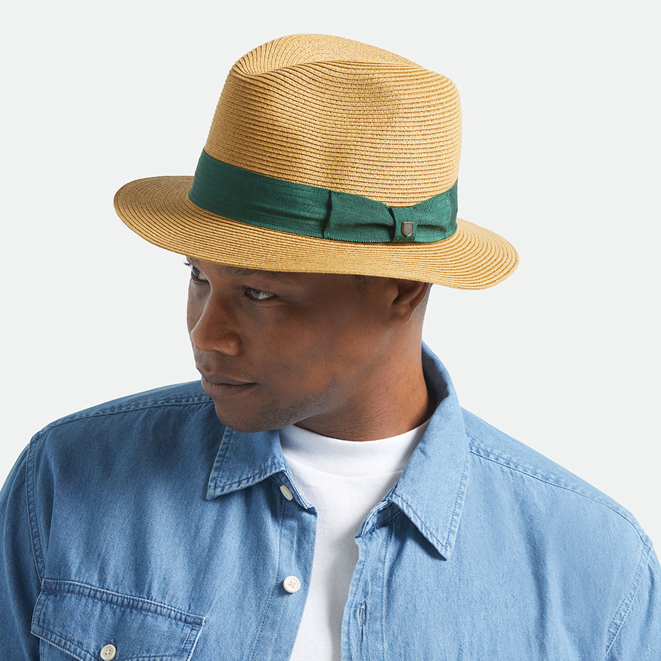 ROMA STRAW PACKABLE FEDORA - DARK TAN/PRIMAL GREEN