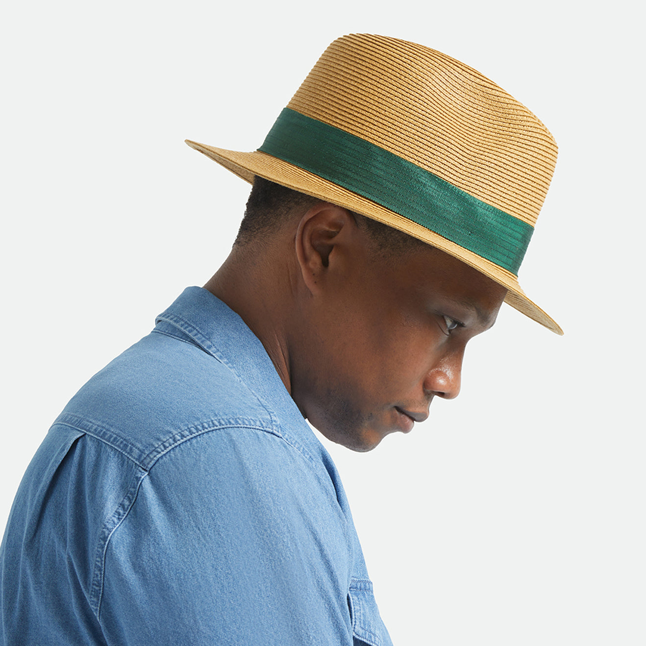 ROMA STRAW PACKABLE FEDORA - DARK TAN/PRIMAL GREEN