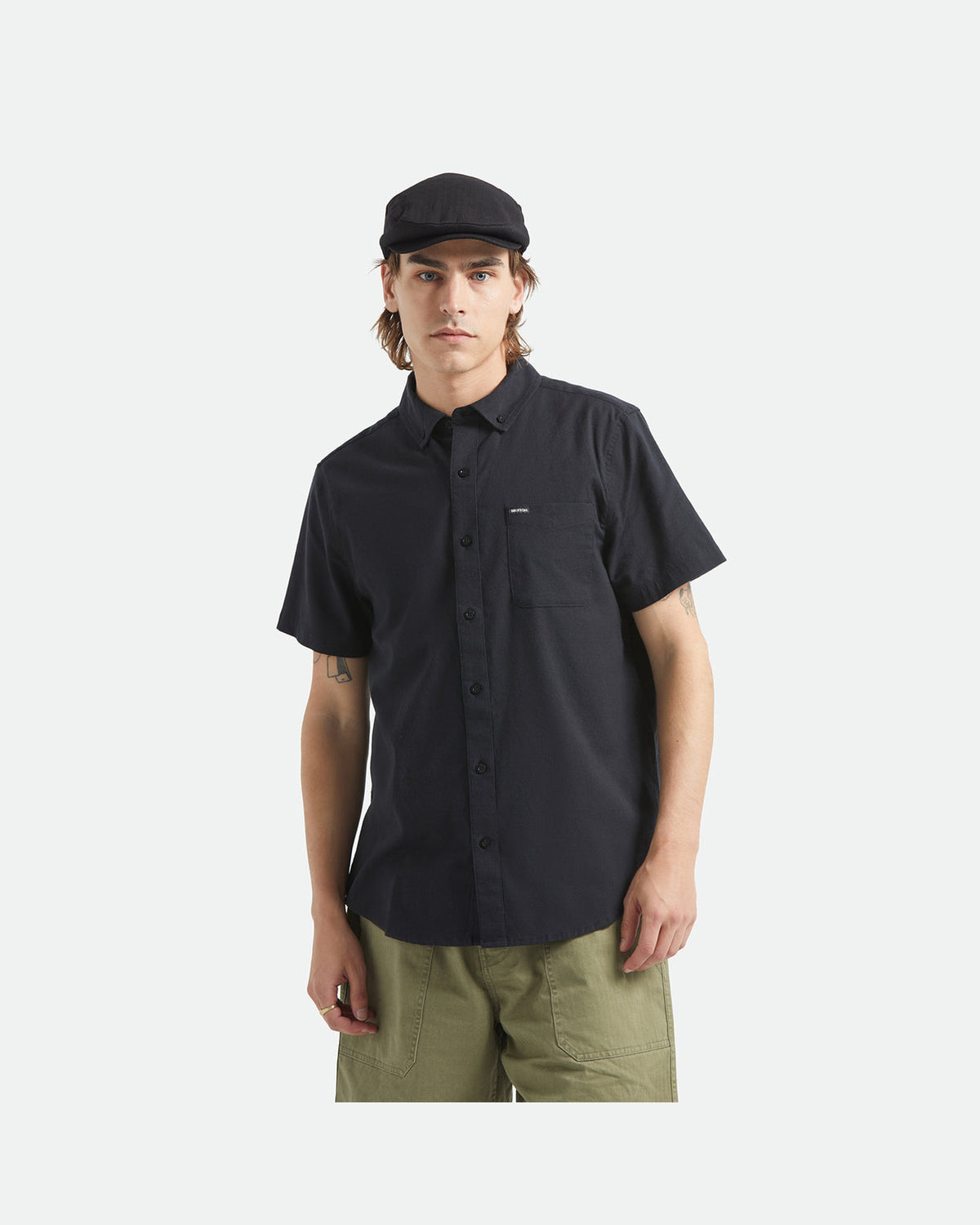 SANFORD OXFORD S/S WVN - BLACK