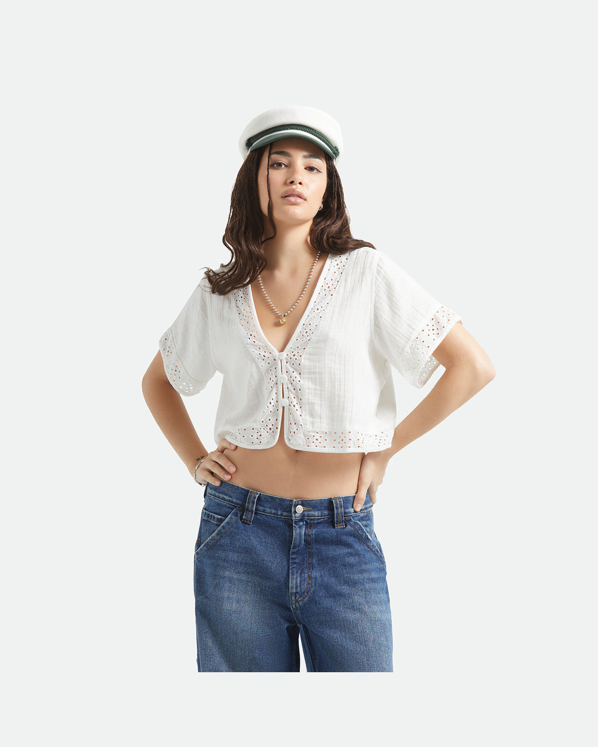 SEASIDE EYELET TOP - OFF WHITE EYELET