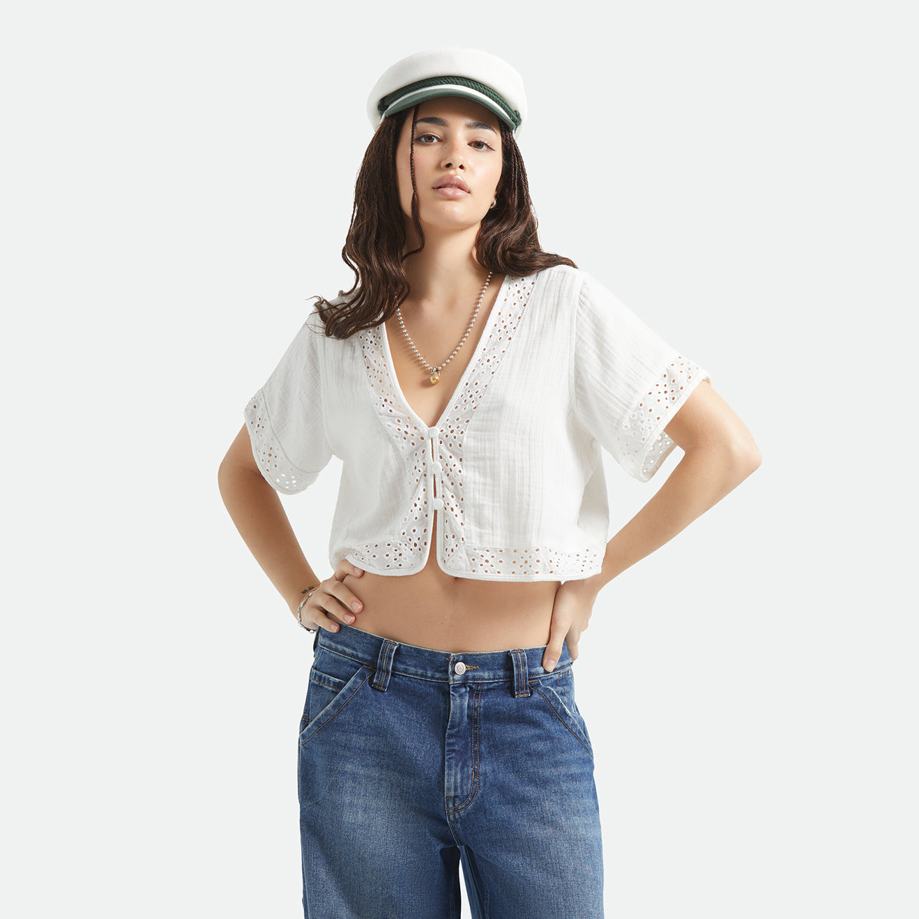 SEASIDE EYELET TOP - OFF WHITE EYELET