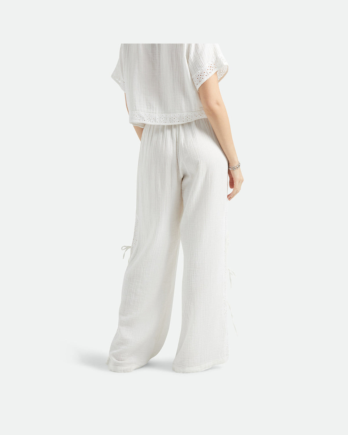 SEASIDE EYELET WIDE LEG PANT - OFF WHITE EYELET