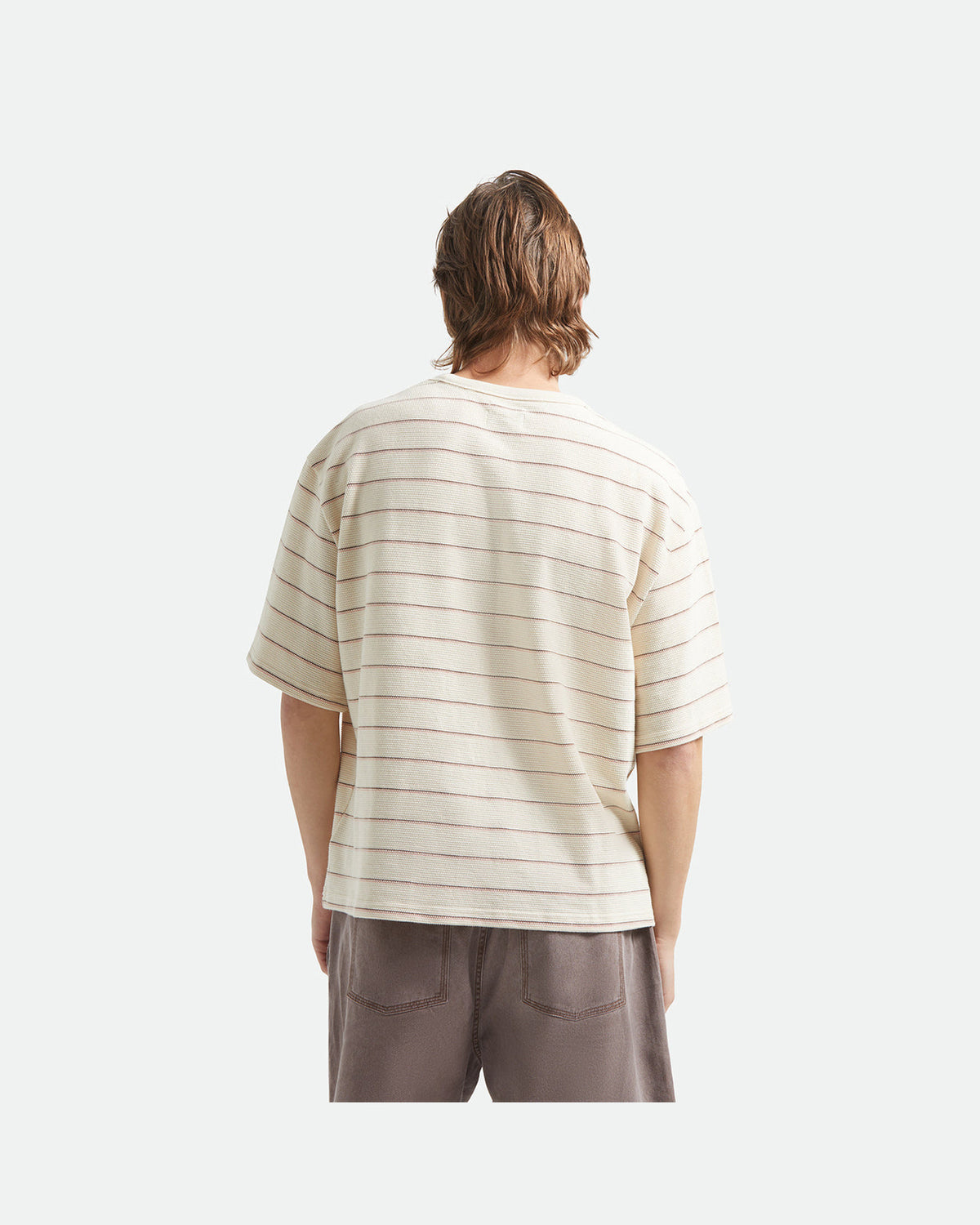 SHIELD PIQUE S/S BOXY KNIT TEE - WHITECAP/SEA FOAM/PINECONE BROWN