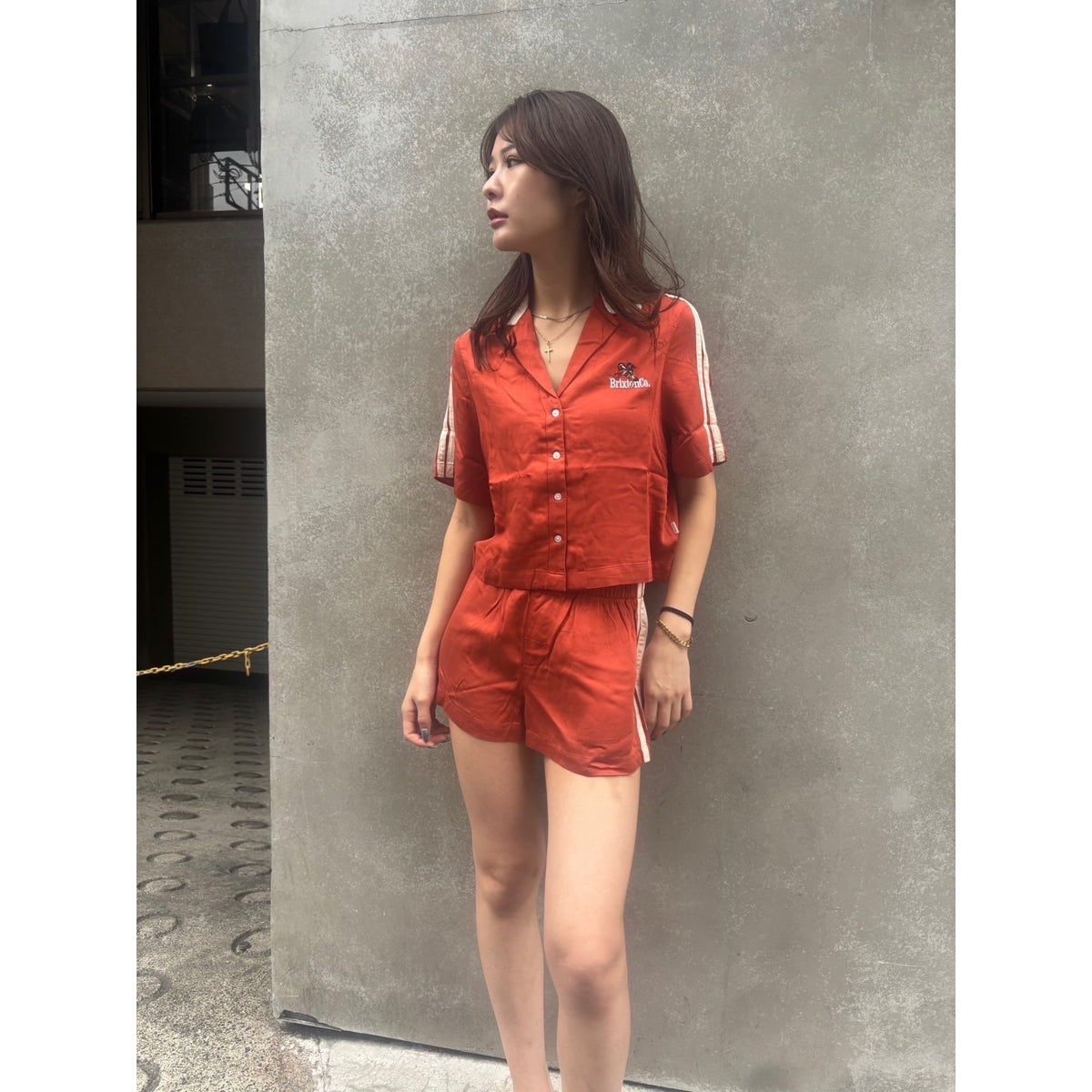 SILKY S/S BOWLING BUTTON DOWN-BURNT BRICK