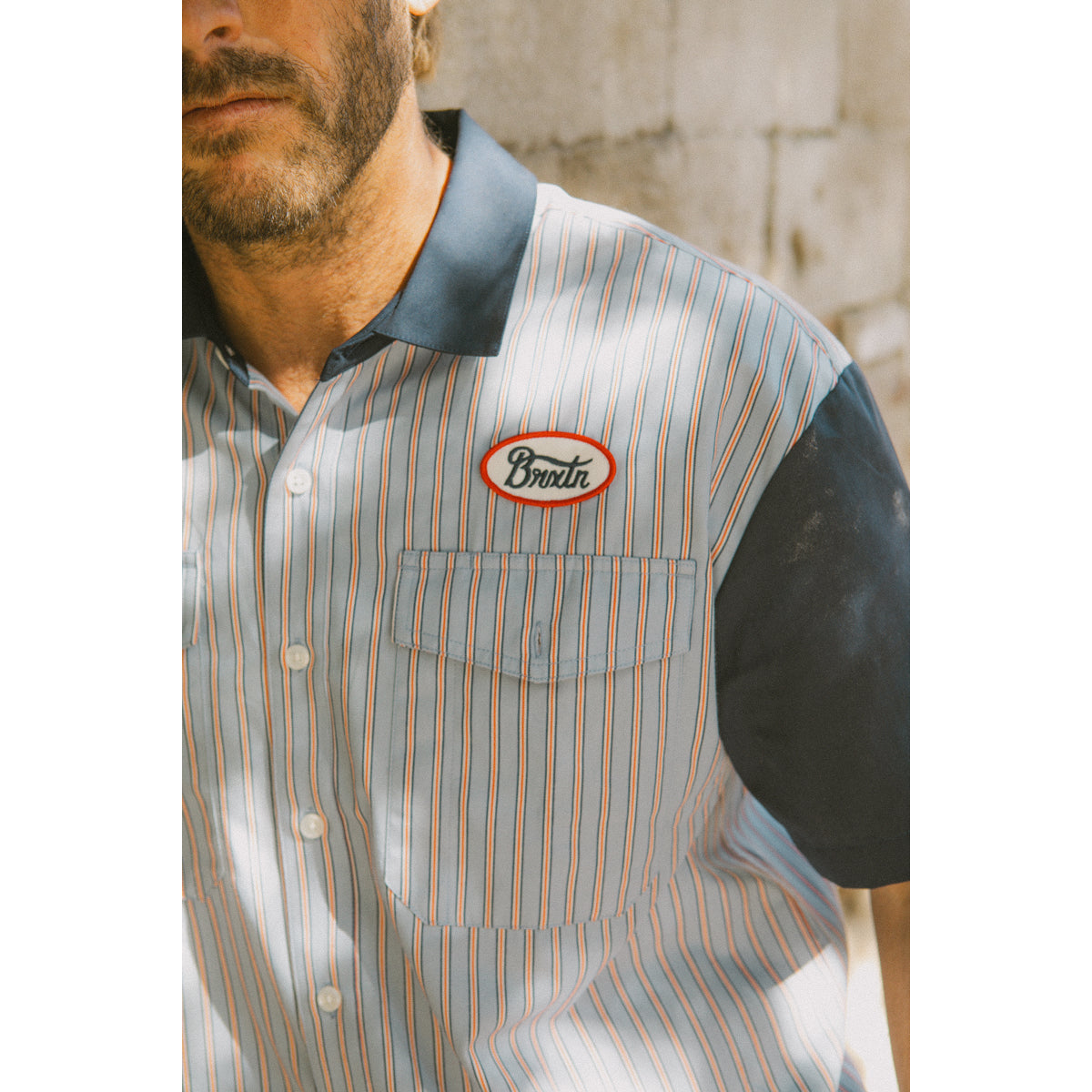 BUILDERS OLSON S/S WVN - BLUE AURA STRIPE