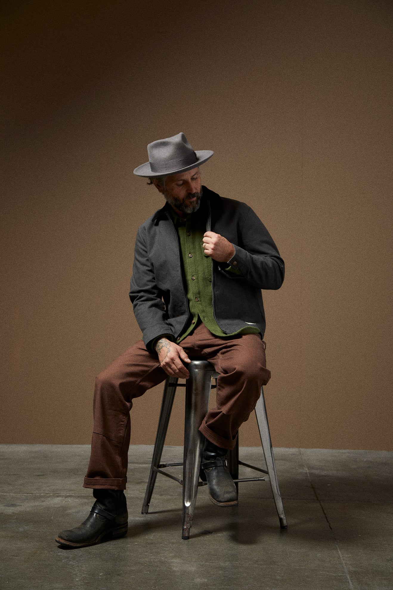 SWINDLE CONVERTABRIM FEDORA-GREY/GREY