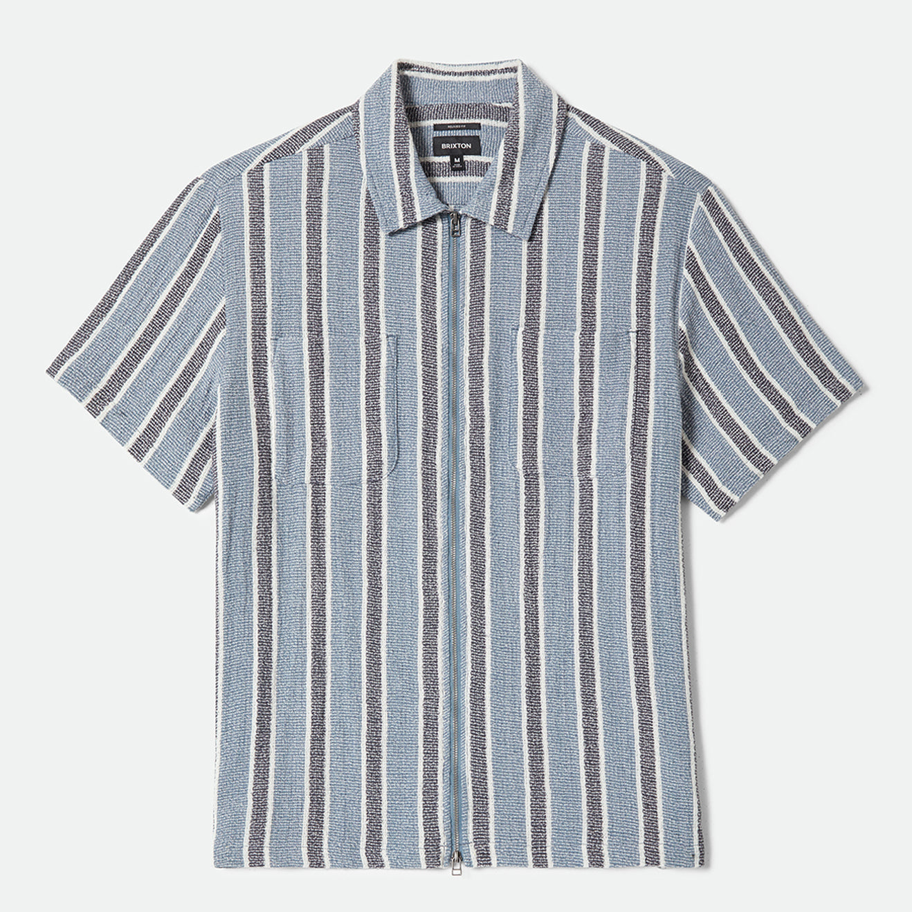 THE DEXTER TEXTURED STRIPE S/S - BLACK/DUSTY BLUE
