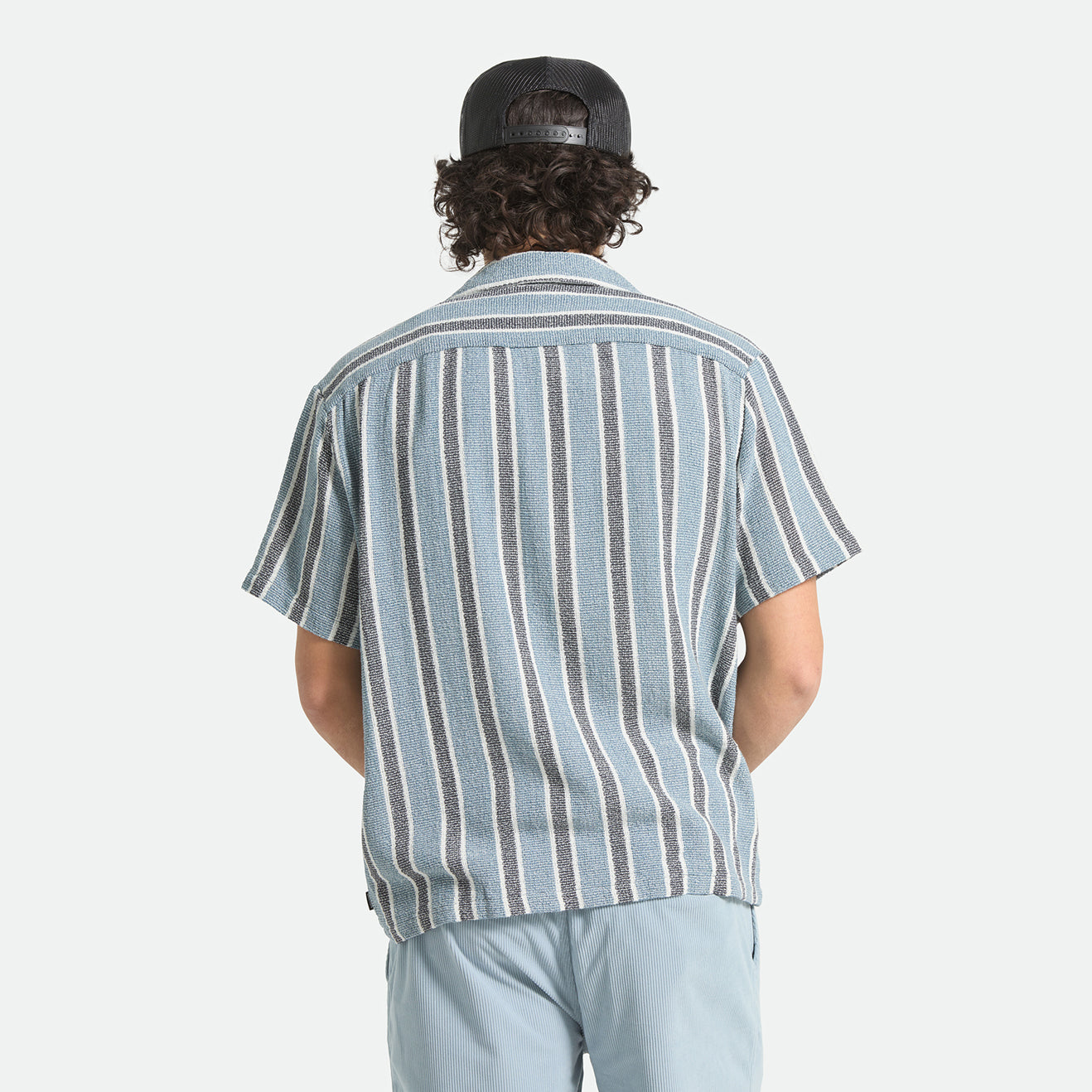 THE DEXTER TEXTURED STRIPE S/S - BLACK/DUSTY BLUE