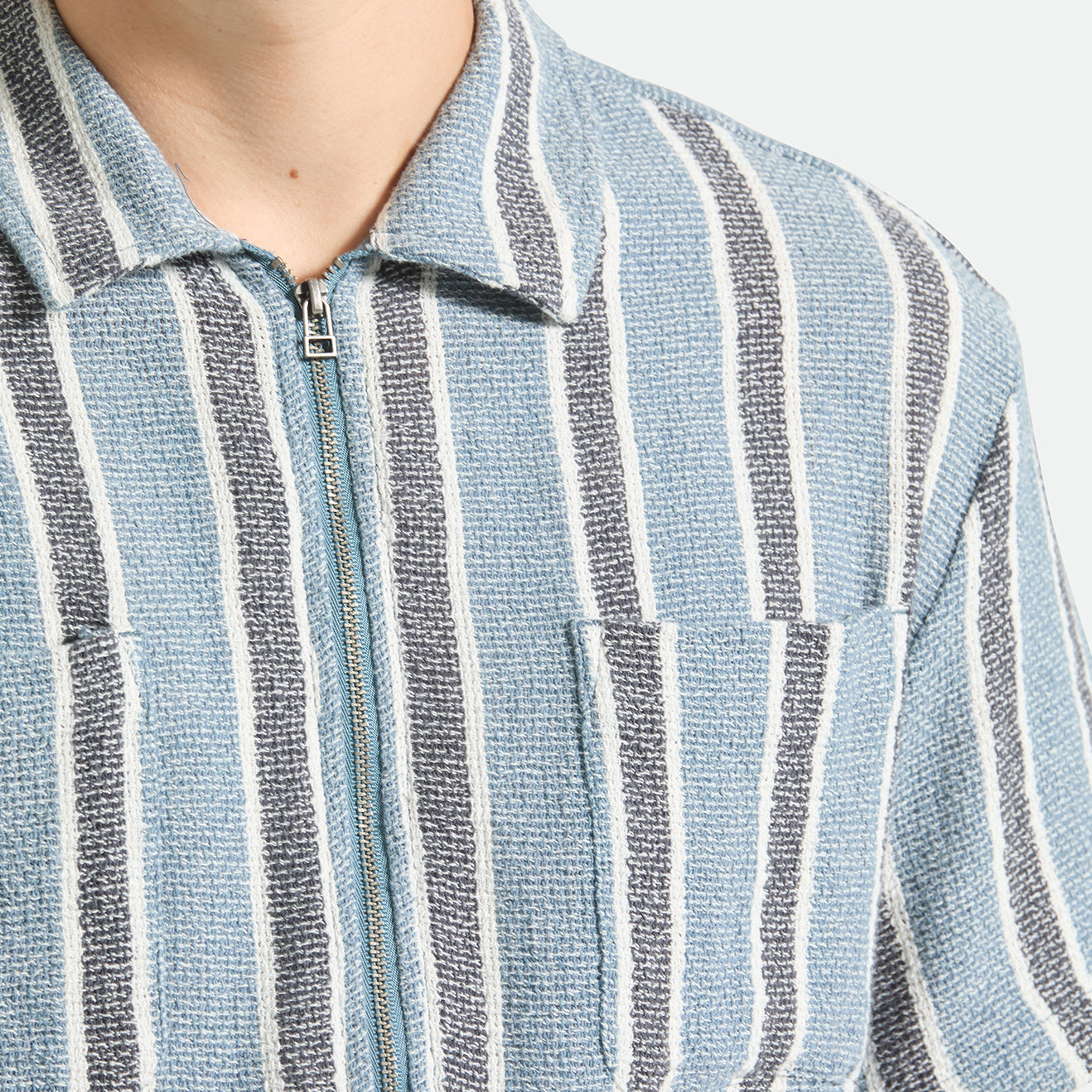 THE DEXTER TEXTURED STRIPE S/S - BLACK/DUSTY BLUE