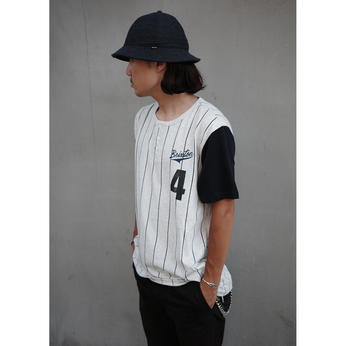 THE LEAGUE BASEBALL TEE - HEATHER GREY ASH/WASHED NAVY